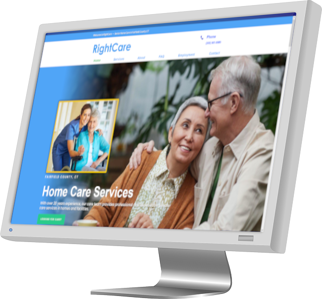 Home care website on a computer screen